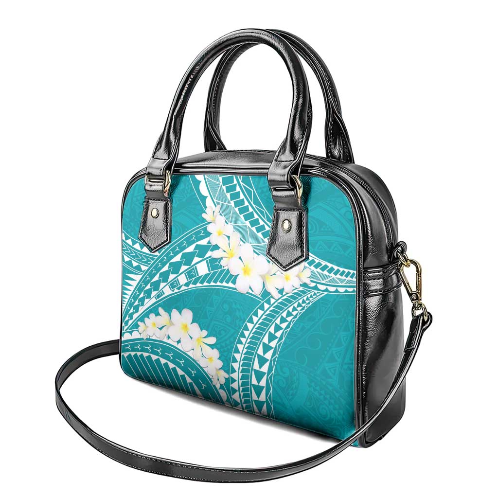 Polynesian Vintage Floral Shoulder Handbag Teal Motifs - Polynesian Pride