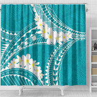 Polynesian Vintage Floral Shower Curtain Teal Motifs - Polynesian Pride