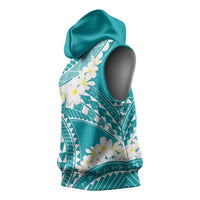Polynesian Vintage Floral Sleeveless Hoodie Teal Motifs - Polynesian Pride