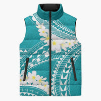 Polynesian Vintage Floral Sleeveless Puffer Jacket Teal Motifs - Polynesian Pride