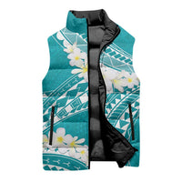 Polynesian Vintage Floral Sleeveless Puffer Jacket Teal Motifs - Polynesian Pride