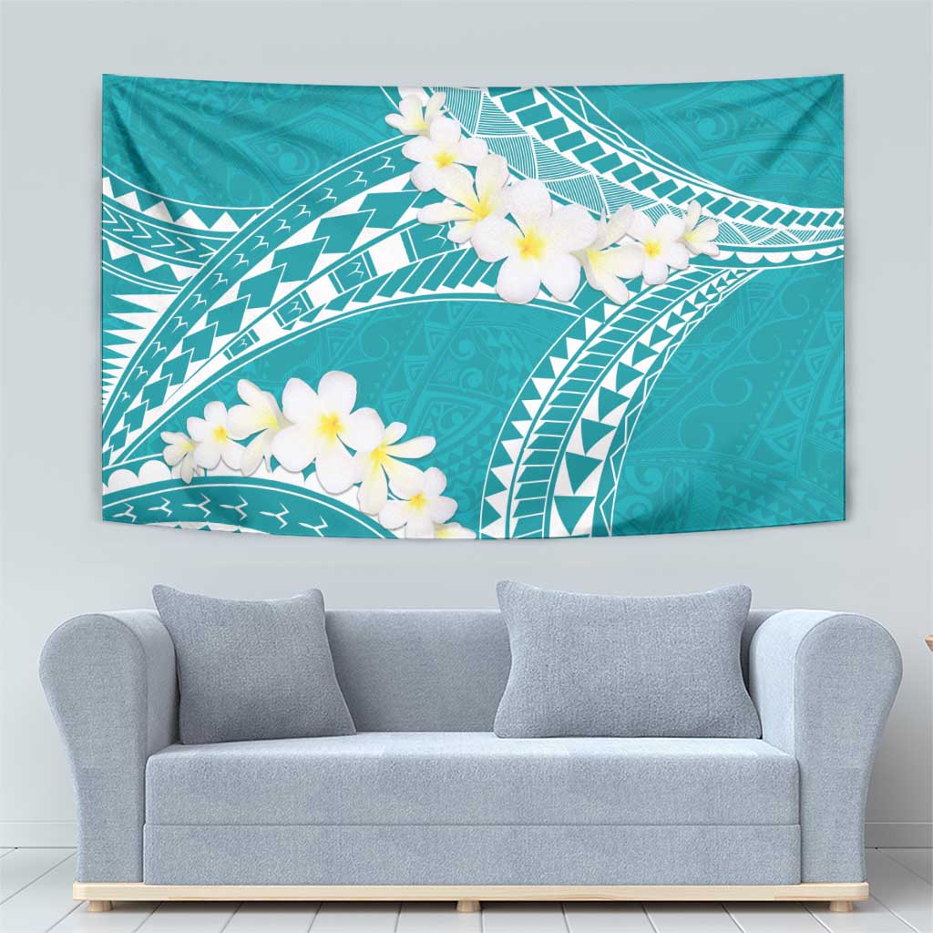 Polynesian Vintage Floral Tapestry Teal Motifs - Polynesian Pride