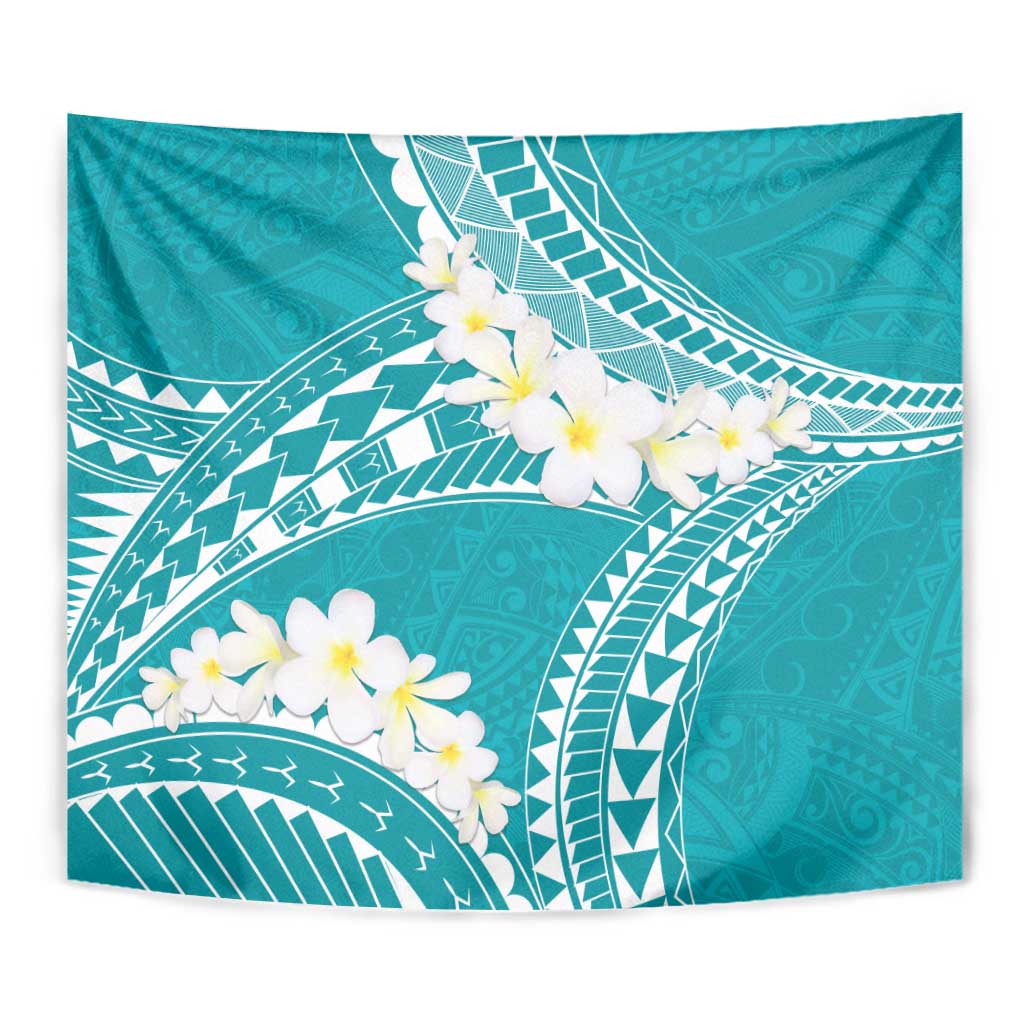 Polynesian Vintage Floral Tapestry Teal Motifs - Polynesian Pride