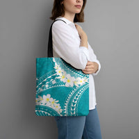 Polynesian Vintage Floral Tote Bag Teal Motifs - Polynesian Pride