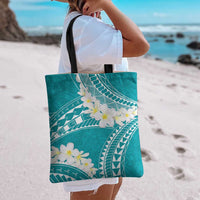 Polynesian Vintage Floral Tote Bag Teal Motifs - Polynesian Pride