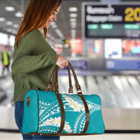 Polynesian Vintage Floral Travel Bag Teal Motifs - Polynesian Pride