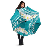 Polynesian Vintage Floral Umbrella Teal Motifs - Polynesian Pride