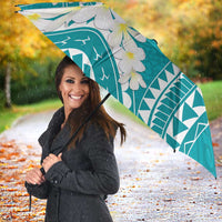Polynesian Vintage Floral Umbrella Teal Motifs - Polynesian Pride