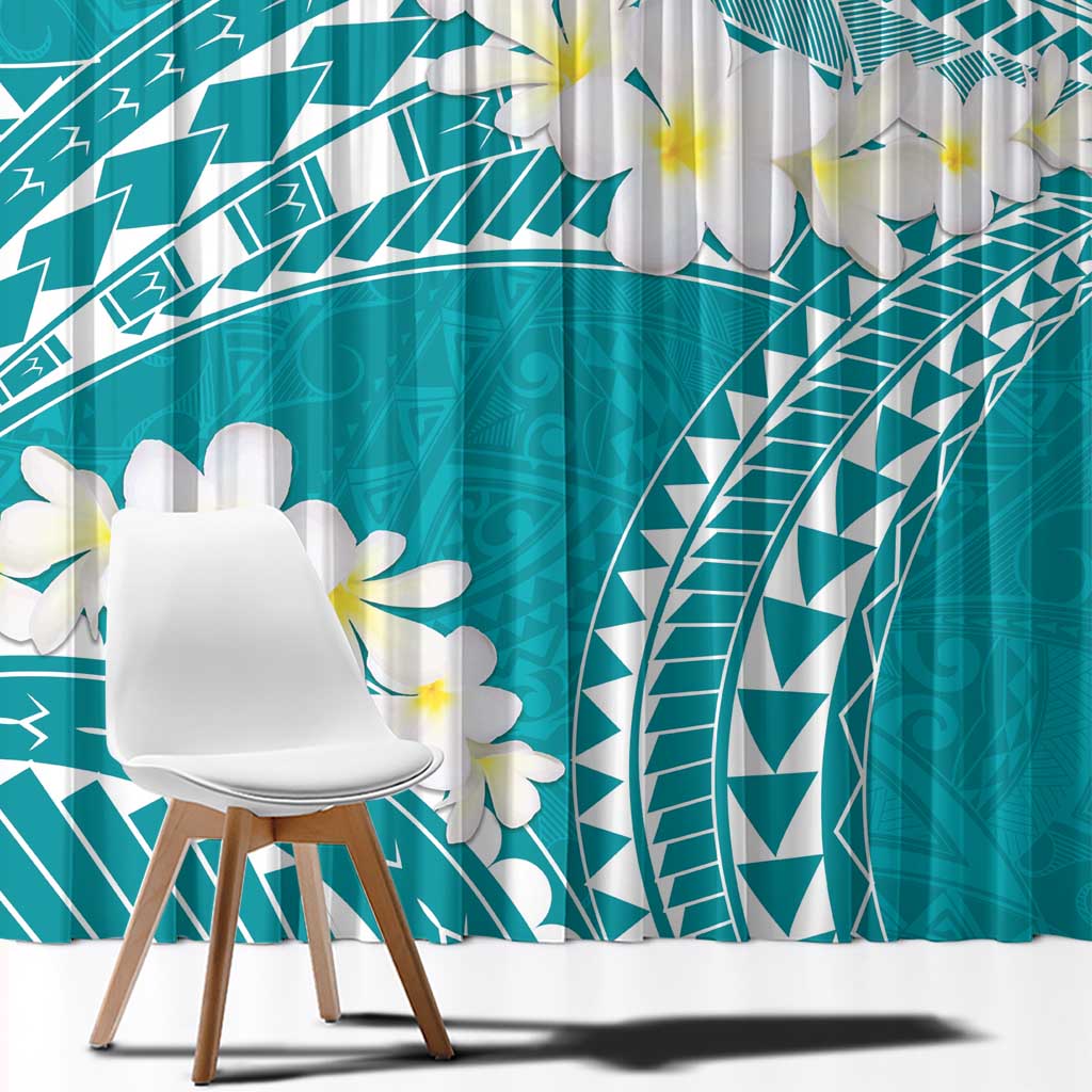 Polynesian Vintage Floral Window Curtain Teal Motifs - Polynesian Pride