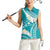 Polynesian Vintage Floral Women Sleeveless Polo Shirt Teal Motifs - Polynesian Pride