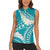 Polynesian Vintage Floral Women Sleeveless Polo Shirt Teal Motifs - Polynesian Pride
