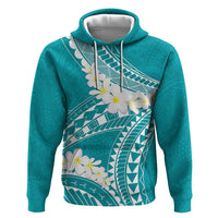 Polynesian Vintage Floral Zip Hoodie Teal Motifs - Polynesian Pride