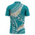 Polynesian Vintage Floral Zipper Polo Shirt Teal Motifs - Polynesian Pride