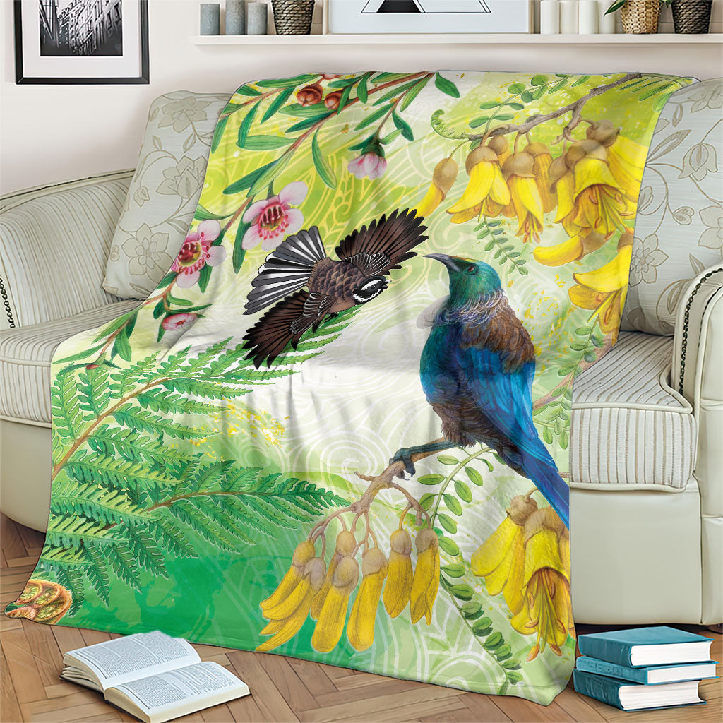 New Zealand Maori Mahuru Blanket Tui With Pikawakawa Spring Colors LT7 - Polynesian Pride