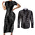 Hawaii Plumeria Lei Couples Matching Short Sleeve Bodycon Dress and Long Sleeve Button Shirt Aloha Festive Vibe