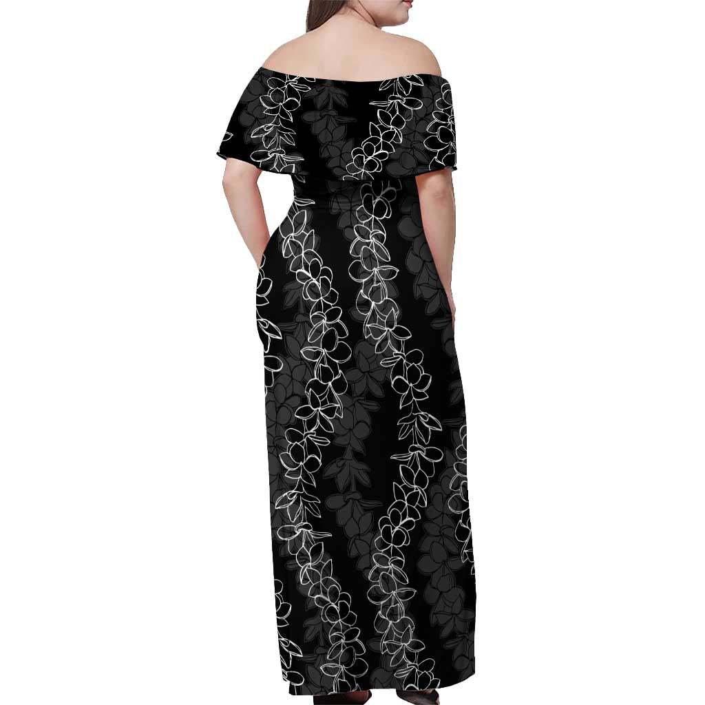Hawaii Plumeria Lei Off Shoulder Maxi Dress Aloha Festive Vibe