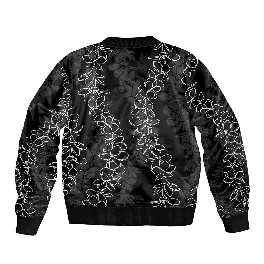 Hawaii Plumeria Lei Sleeve Zip Bomber Jacket Aloha Festive Vibe