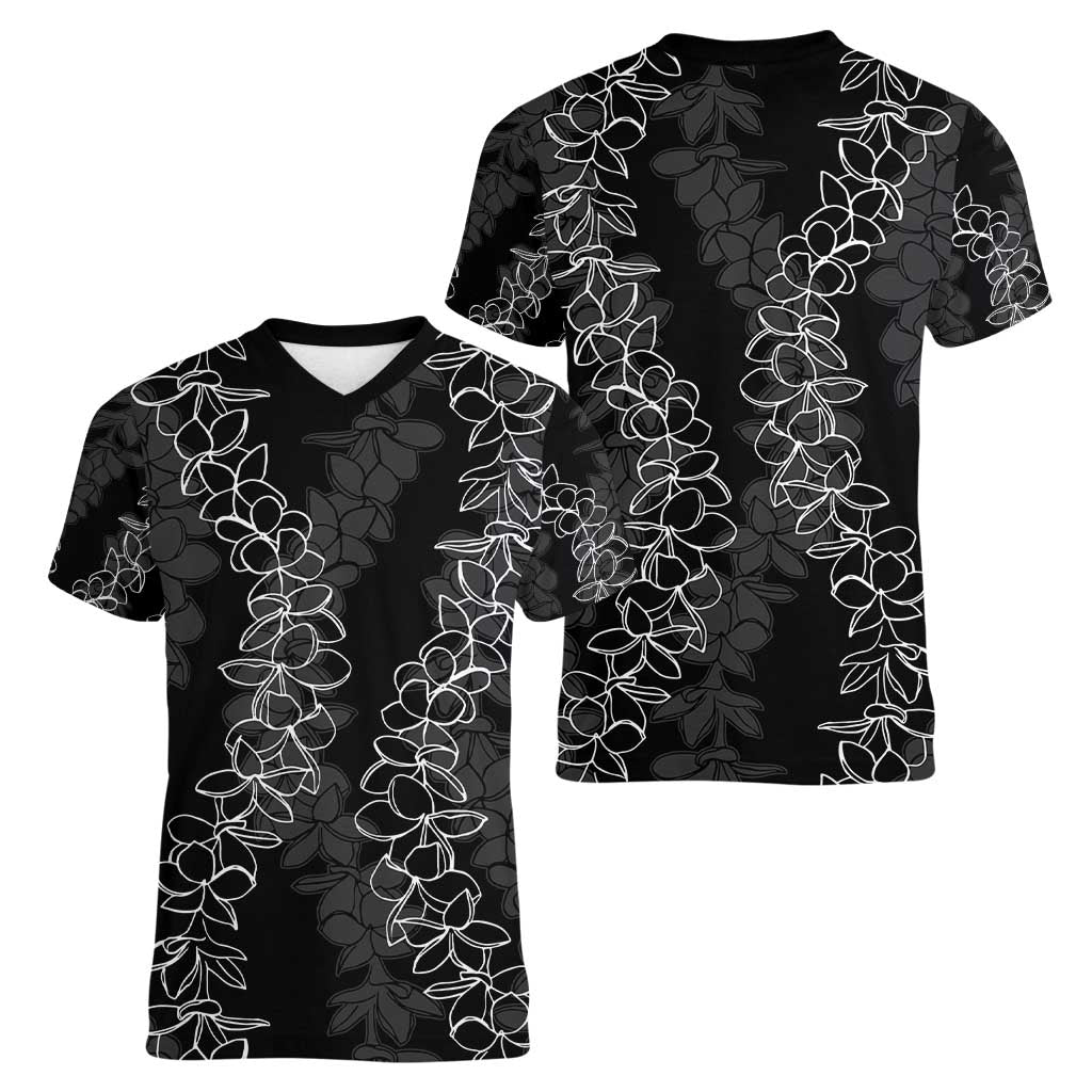 Hawaii Plumeria Lei Women V-Neck T-Shirt Aloha Festive Vibe