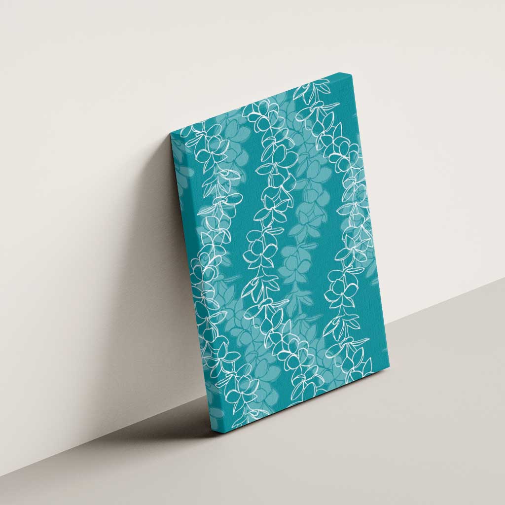 Hawaii Plumeria Lei Canvas Wall Art Aloha Festive Vibe - Teal
