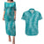 Hawaii Plumeria Lei Couples Matching Puletasi and Hawaiian Shirt Aloha Festive Vibe - Teal