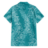 Hawaii Plumeria Lei Family Matching Off The Shoulder Long Sleeve Dress and Hawaiian Shirt Aloha Festive Vibe - Teal