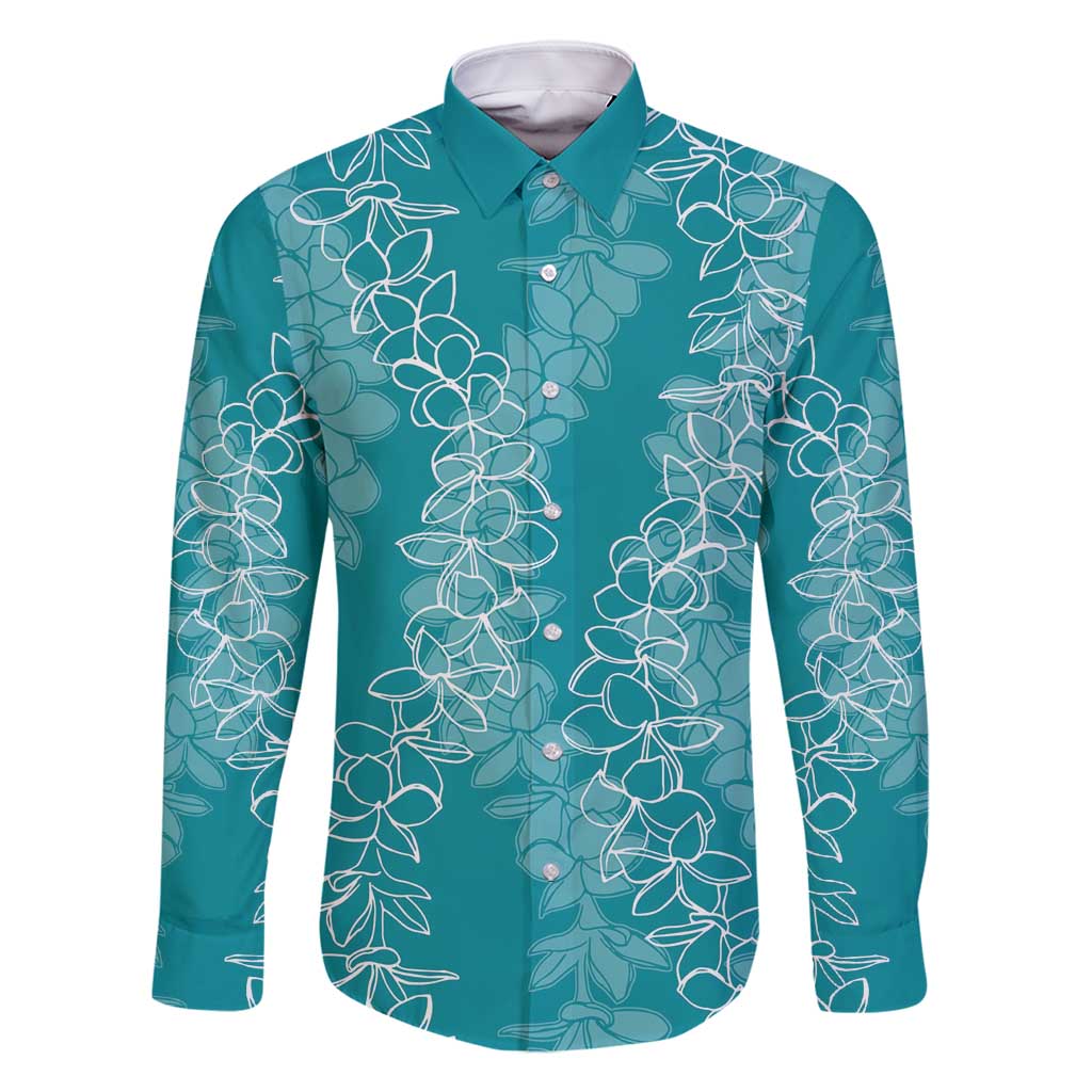 Hawaii Plumeria Lei Family Matching Tank Maxi Dress and Hawaiian Shirt Aloha Festive Vibe - Teal