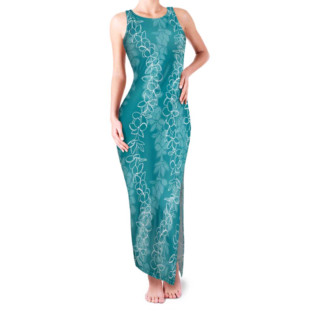 Hawaii Plumeria Lei Family Matching Tank Maxi Dress and Hawaiian Shirt Aloha Festive Vibe - Teal