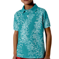 Hawaii Plumeria Lei Kid Polo Shirt Aloha Festive Vibe - Teal