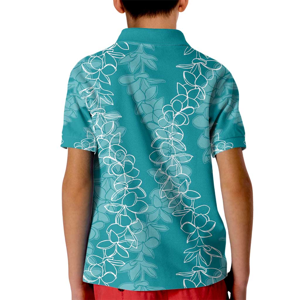 Hawaii Plumeria Lei Kid Polo Shirt Aloha Festive Vibe - Teal