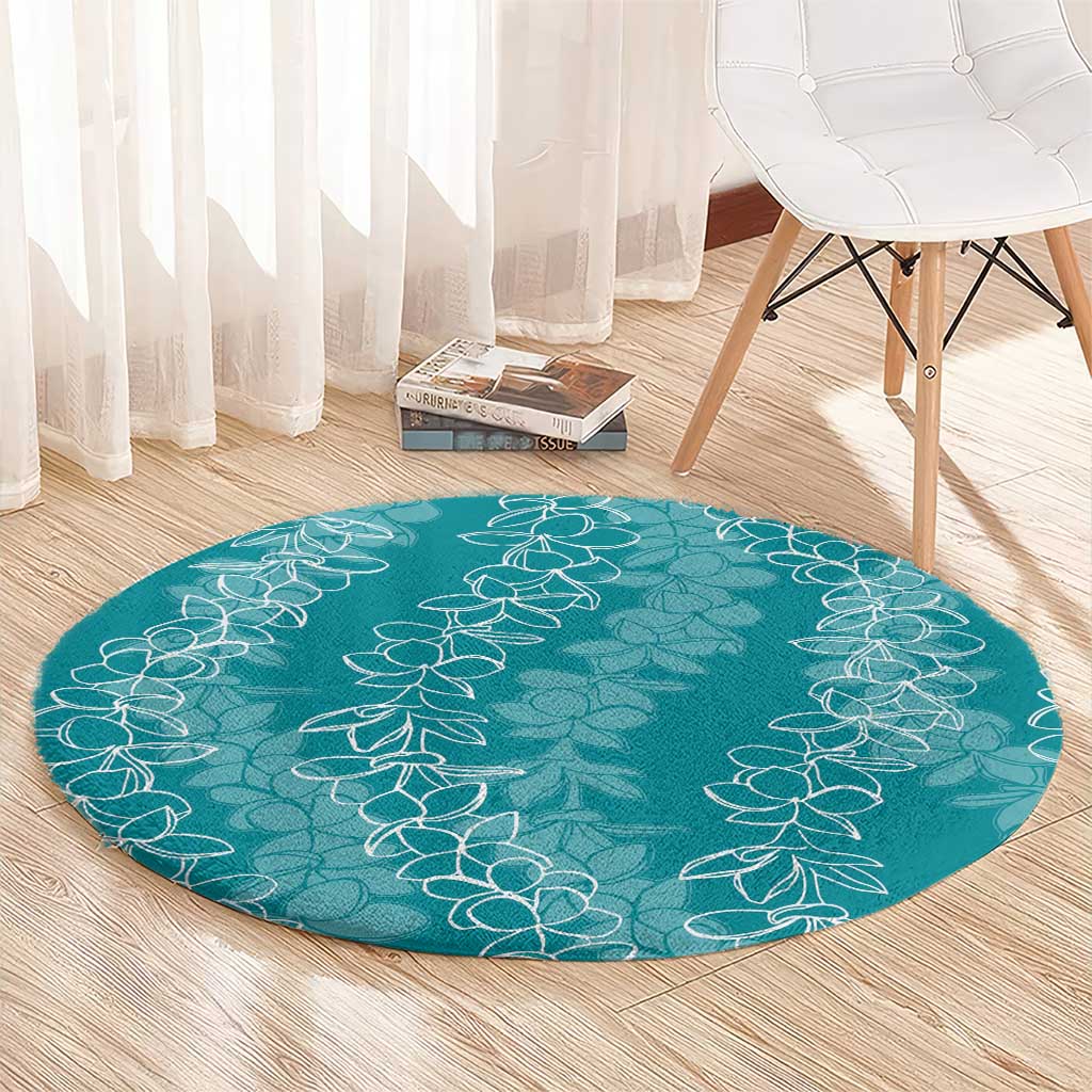 Hawaii Plumeria Lei Round Carpet Aloha Festive Vibe - Teal