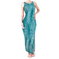 Hawaii Plumeria Lei Tank Maxi Dress Aloha Festive Vibe - Teal