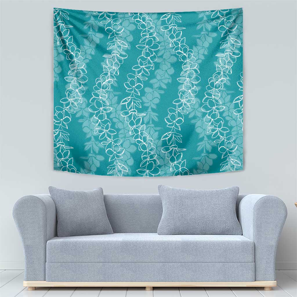 Hawaii Plumeria Lei Tapestry Aloha Festive Vibe - Teal