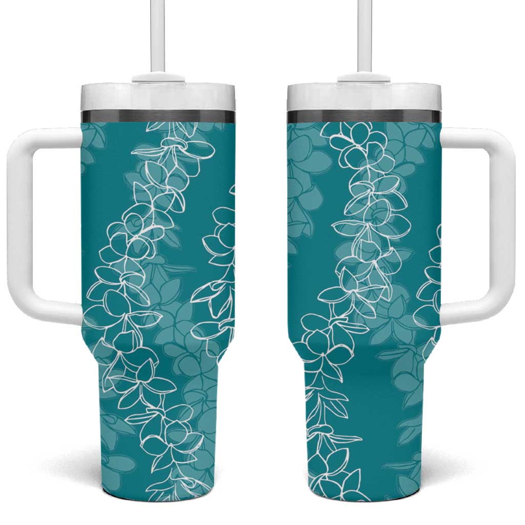Hawaii Plumeria Lei Tumbler With Handle Aloha Festive Vibe - Teal LT7