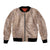 Hawaii Plumeria Lei Bomber Jacket Aloha Festive Vibe - Beige