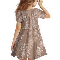 Hawaii Plumeria Lei Family Matching Long Sleeve Bodycon Dress and Hawaiian Shirt Aloha Festive Vibe - Beige