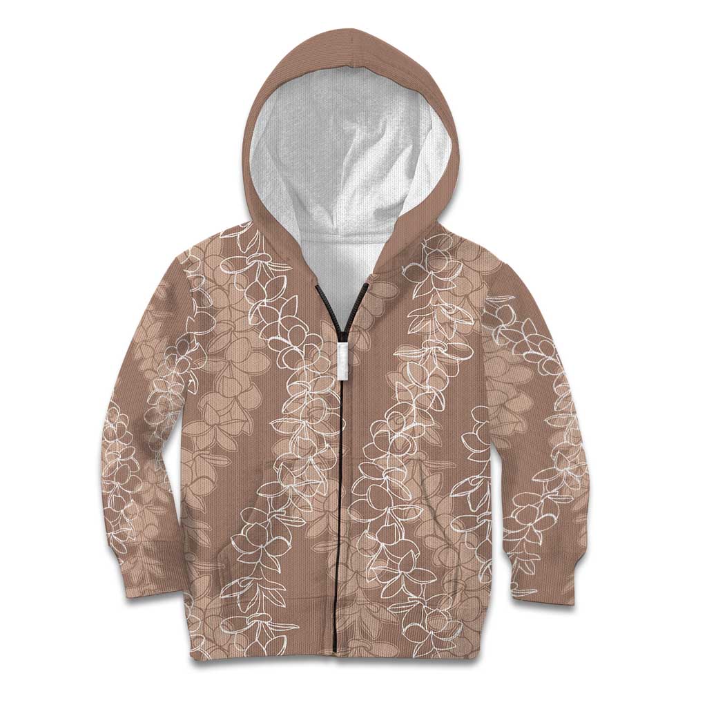 Hawaii Plumeria Lei Kid Hoodie Aloha Festive Vibe - Beige