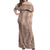 Hawaii Plumeria Lei Off Shoulder Maxi Dress Aloha Festive Vibe - Beige