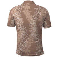Hawaii Plumeria Lei Polo Shirt Aloha Festive Vibe - Beige