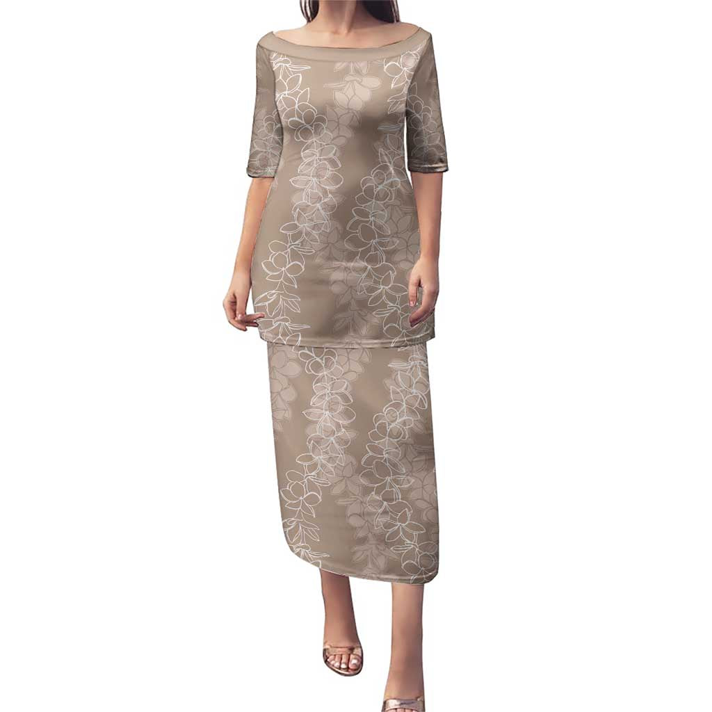 Hawaii Plumeria Lei Puletasi Aloha Festive Vibe - Beige