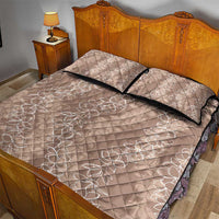 Hawaii Plumeria Lei Quilt Bed Set Aloha Festive Vibe - Beige