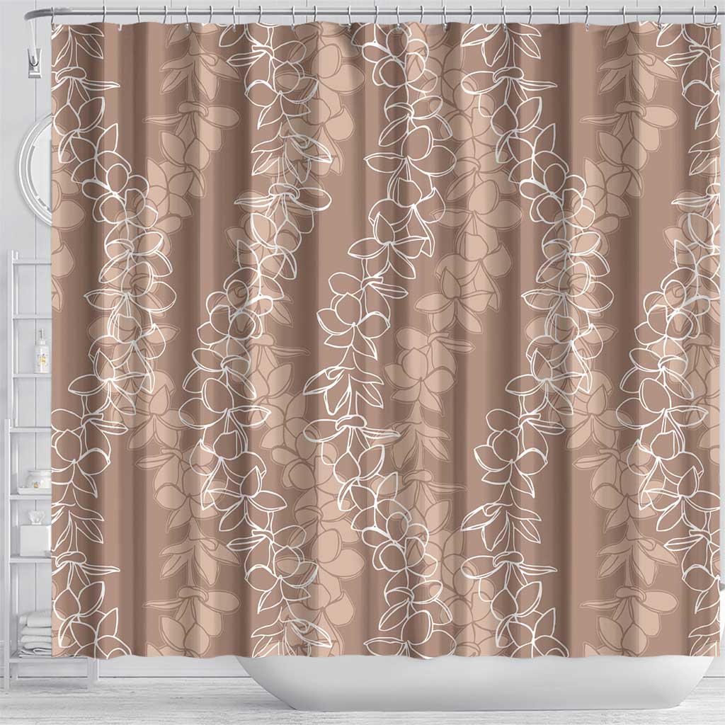 Hawaii Plumeria Lei Shower Curtain Aloha Festive Vibe - Beige