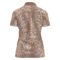 Hawaii Plumeria Lei Women Polo Shirt Aloha Festive Vibe - Beige