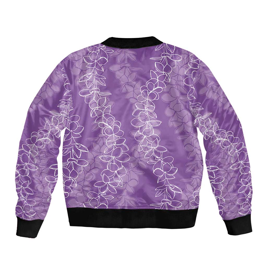 Hawaii Plumeria Lei Bomber Jacket Aloha Festive Vibe - Violet