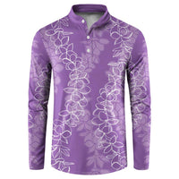 Hawaii Plumeria Lei Button Sweatshirt Aloha Festive Vibe - Violet LT7 Violet - Polynesian Pride