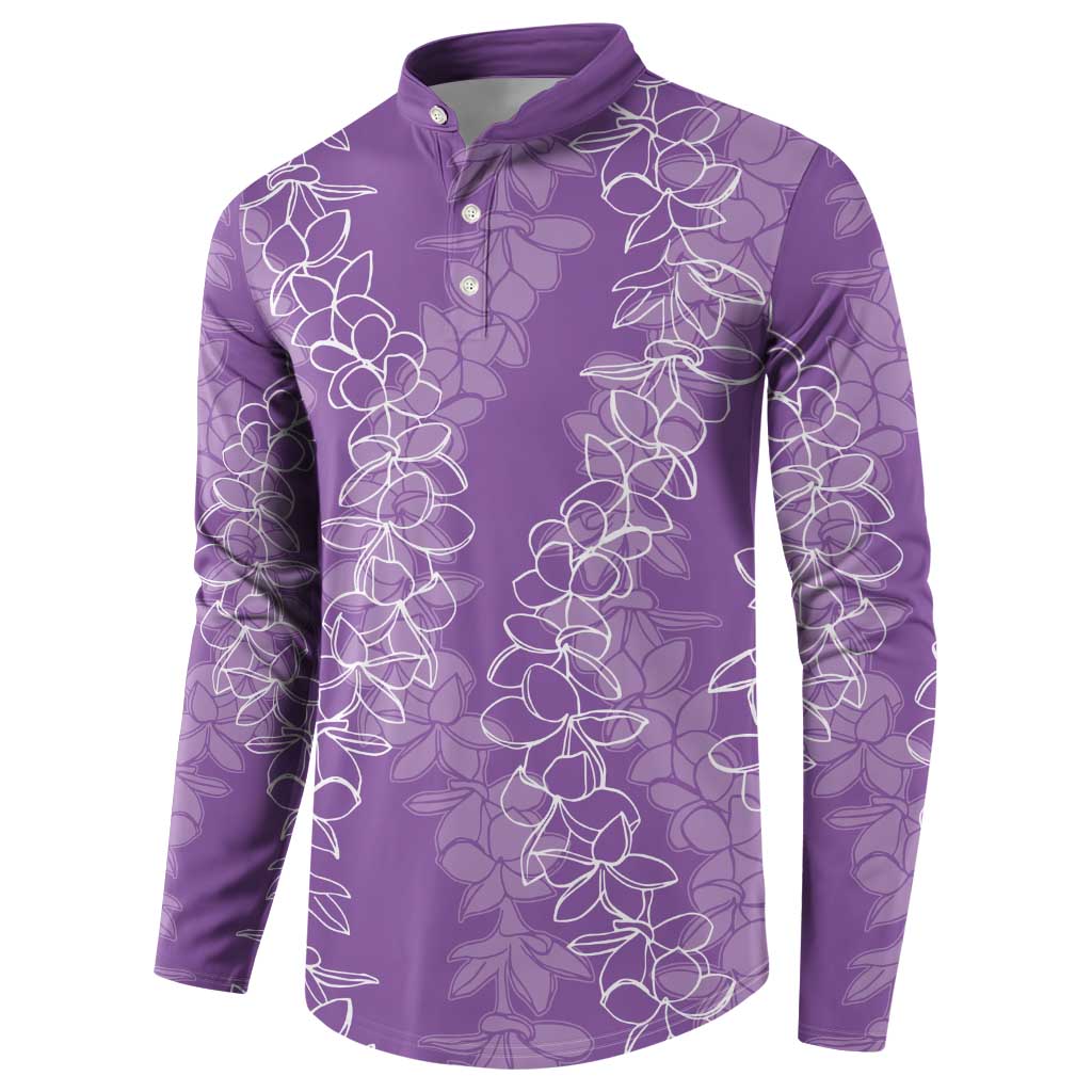 Hawaii Plumeria Lei Button Sweatshirt Aloha Festive Vibe - Violet LT7 - Polynesian Pride