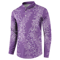Hawaii Plumeria Lei Button Sweatshirt Aloha Festive Vibe - Violet LT7 - Polynesian Pride