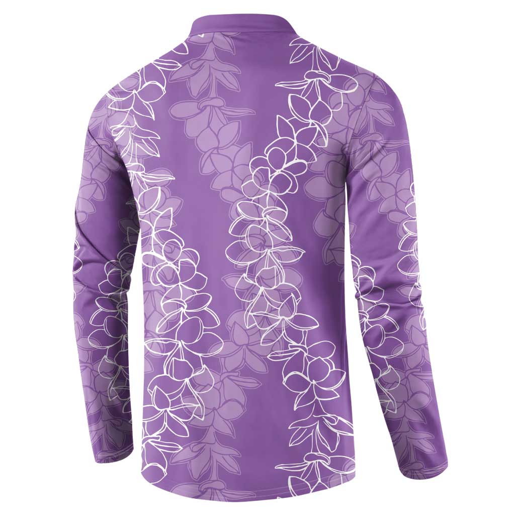 Hawaii Plumeria Lei Button Sweatshirt Aloha Festive Vibe - Violet LT7 - Polynesian Pride