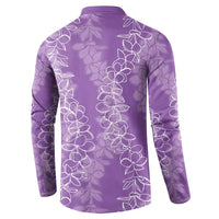 Hawaii Plumeria Lei Button Sweatshirt Aloha Festive Vibe - Violet LT7 - Polynesian Pride