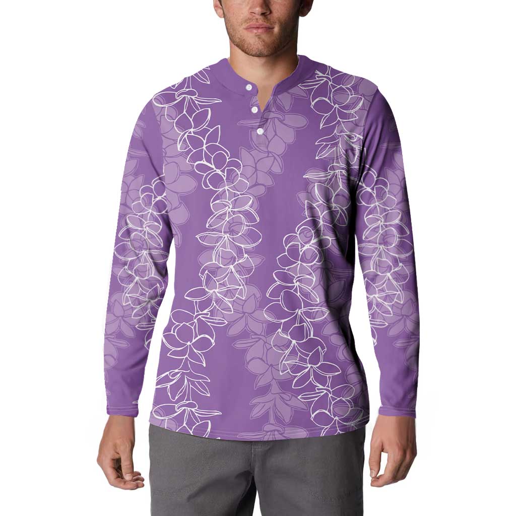 Hawaii Plumeria Lei Button Sweatshirt Aloha Festive Vibe - Violet LT7 - Polynesian Pride