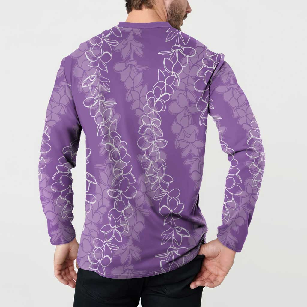 Hawaii Plumeria Lei Button Sweatshirt Aloha Festive Vibe - Violet LT7 - Polynesian Pride